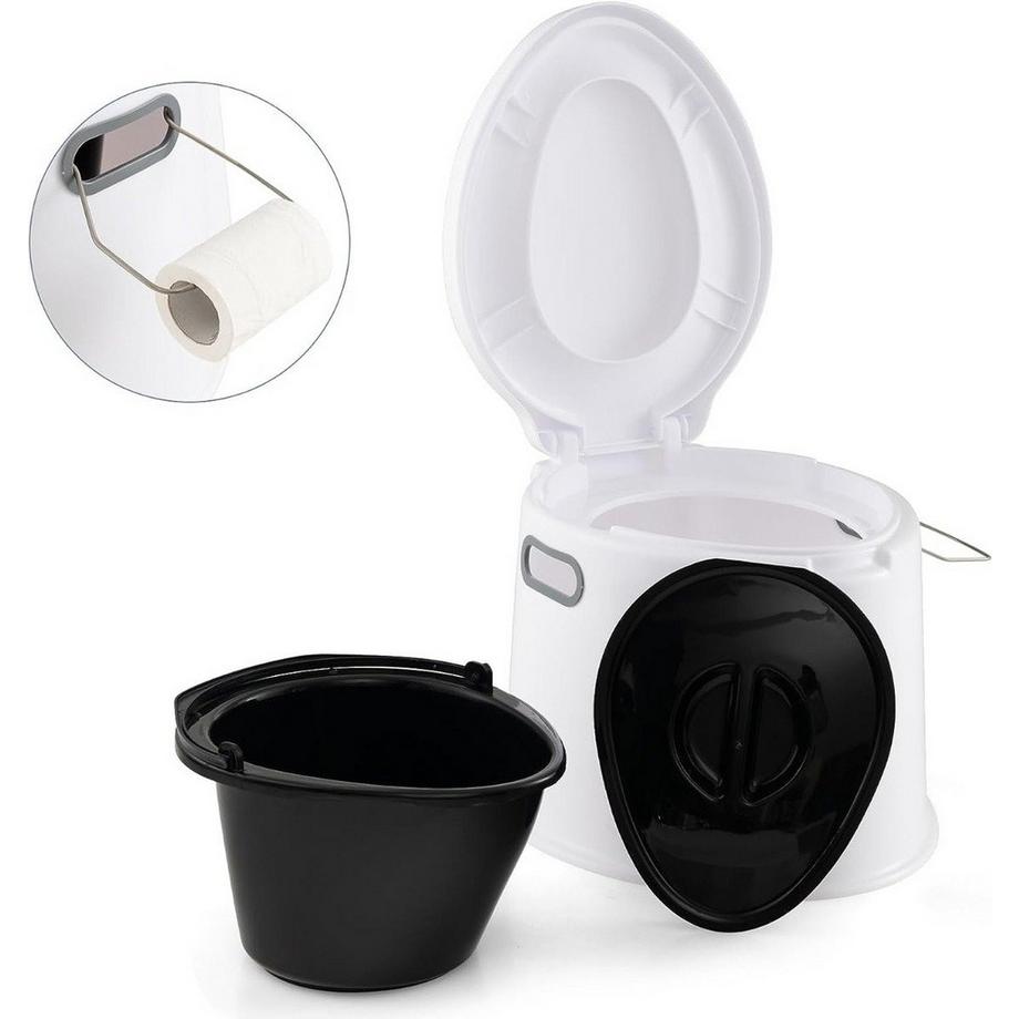 Northio  Campingtoilette tragbar Reisetoilette Mobile Toilette mit Abnehmbarem Eimereinsatz Weiß 