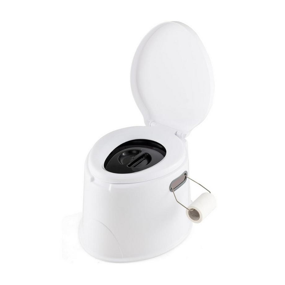 Campingtoilette tragbar Reisetoilette Mobile Toilette mit Abnehmbarem Eimereinsatz Weiß
