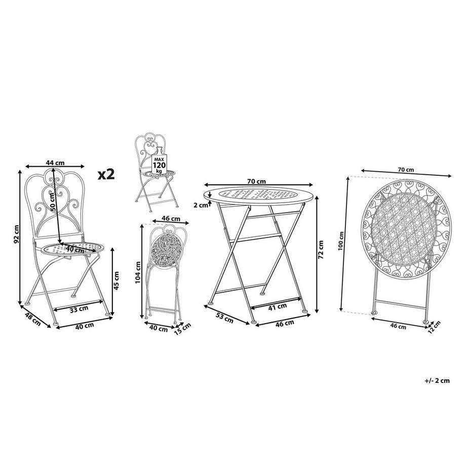 Beliani Ensemble pour bistro en Métal Rétro TRIESTE  