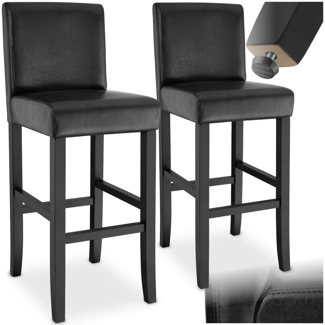 Tectake - Sgabello da bar  imbottito con schienale, 2 Stück, Charcoal Black