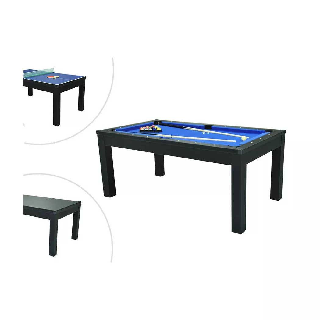 Vente-unique - Multifunktionstisch Billard Tischtennis 0 SOUSA, 102.6X182.8CM, Schwarz