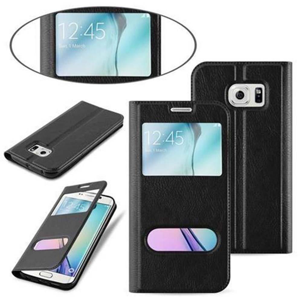 Cadorabo  Housse compatible avec Samsung Galaxy S6 EDGE - Coque de protection avec fermeture magnétique, fonction de support et 2 fenêtres de visualisation 