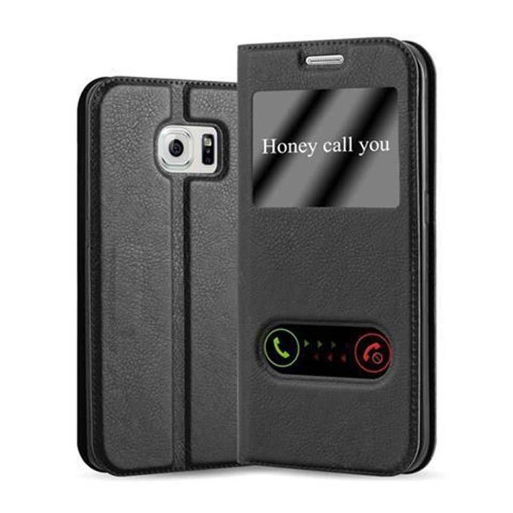 Cadorabo  Housse compatible avec Samsung Galaxy S6 EDGE - Coque de protection avec fermeture magnétique, fonction de support et 2 fenêtres de visualisation 