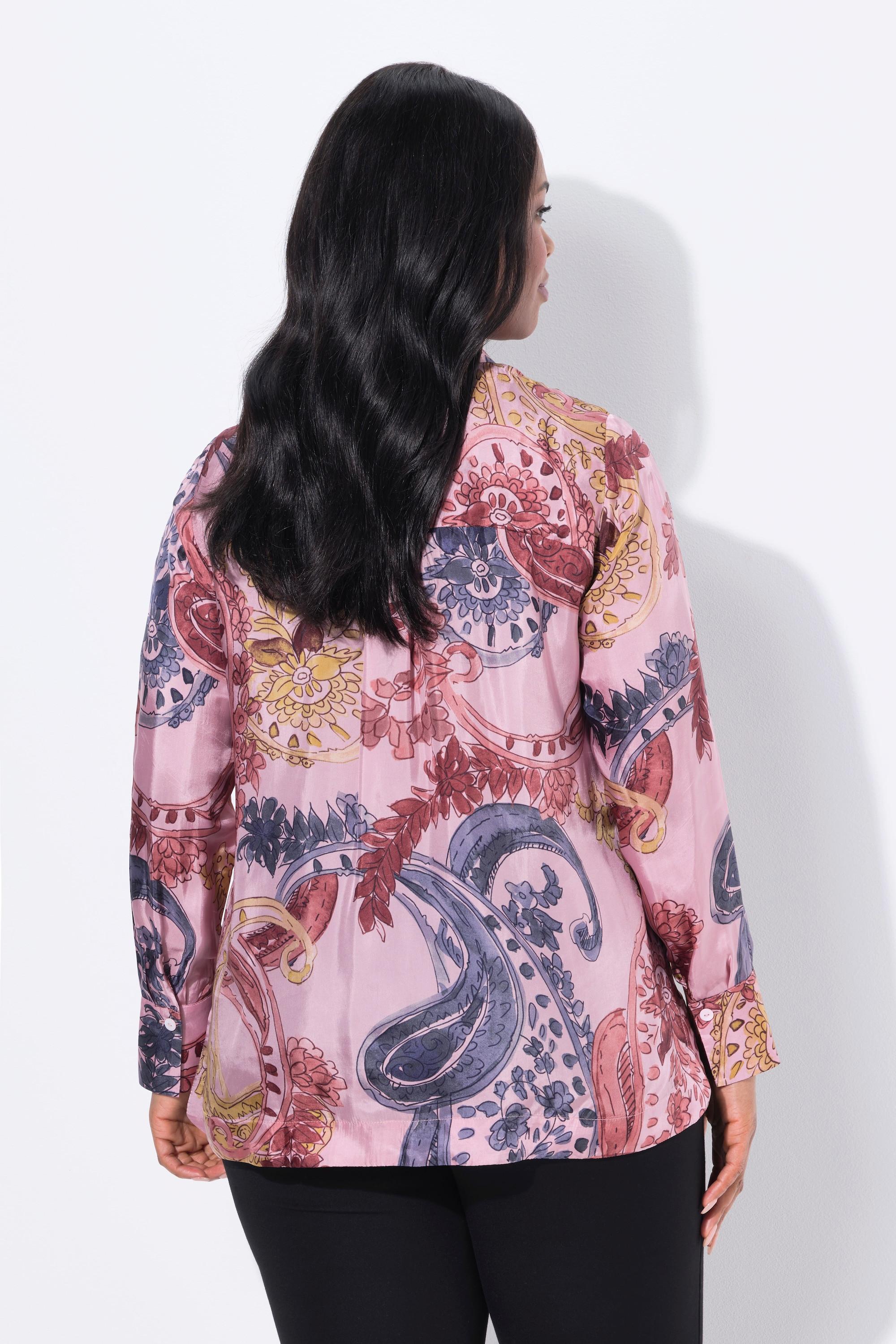 Ulla Popken Cupro Bluse florales Design Langarm  