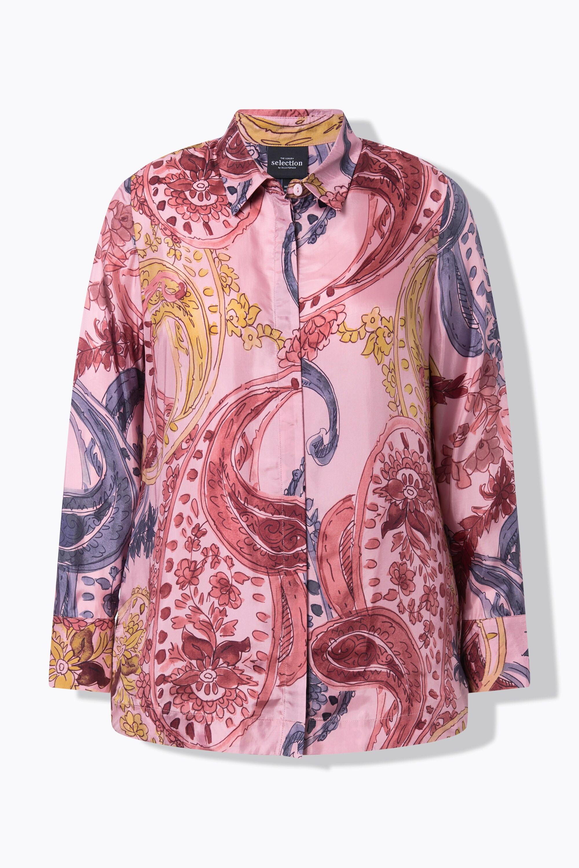 Ulla Popken Cupro Bluse florales Design Langarm  