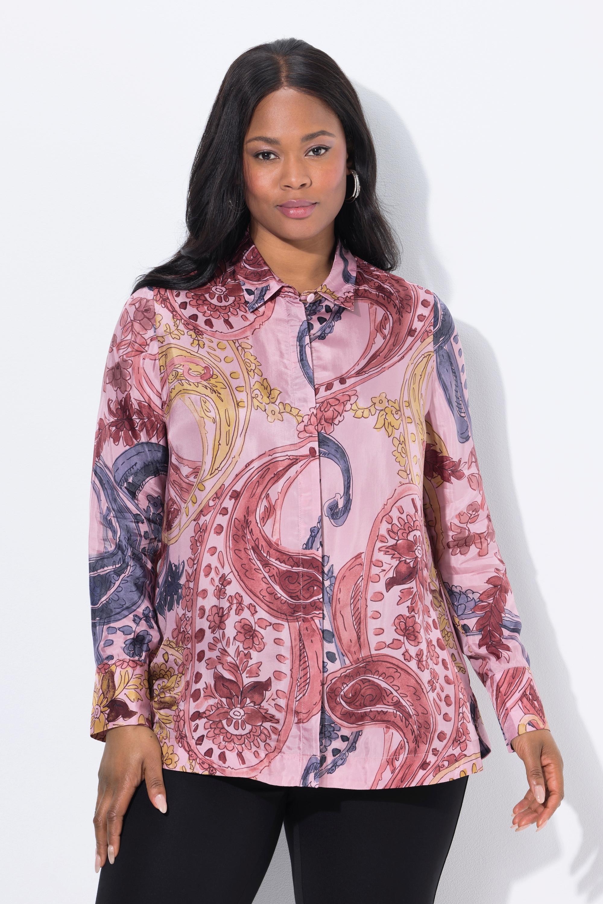 Ulla Popken Cupro Bluse florales Design Langarm  