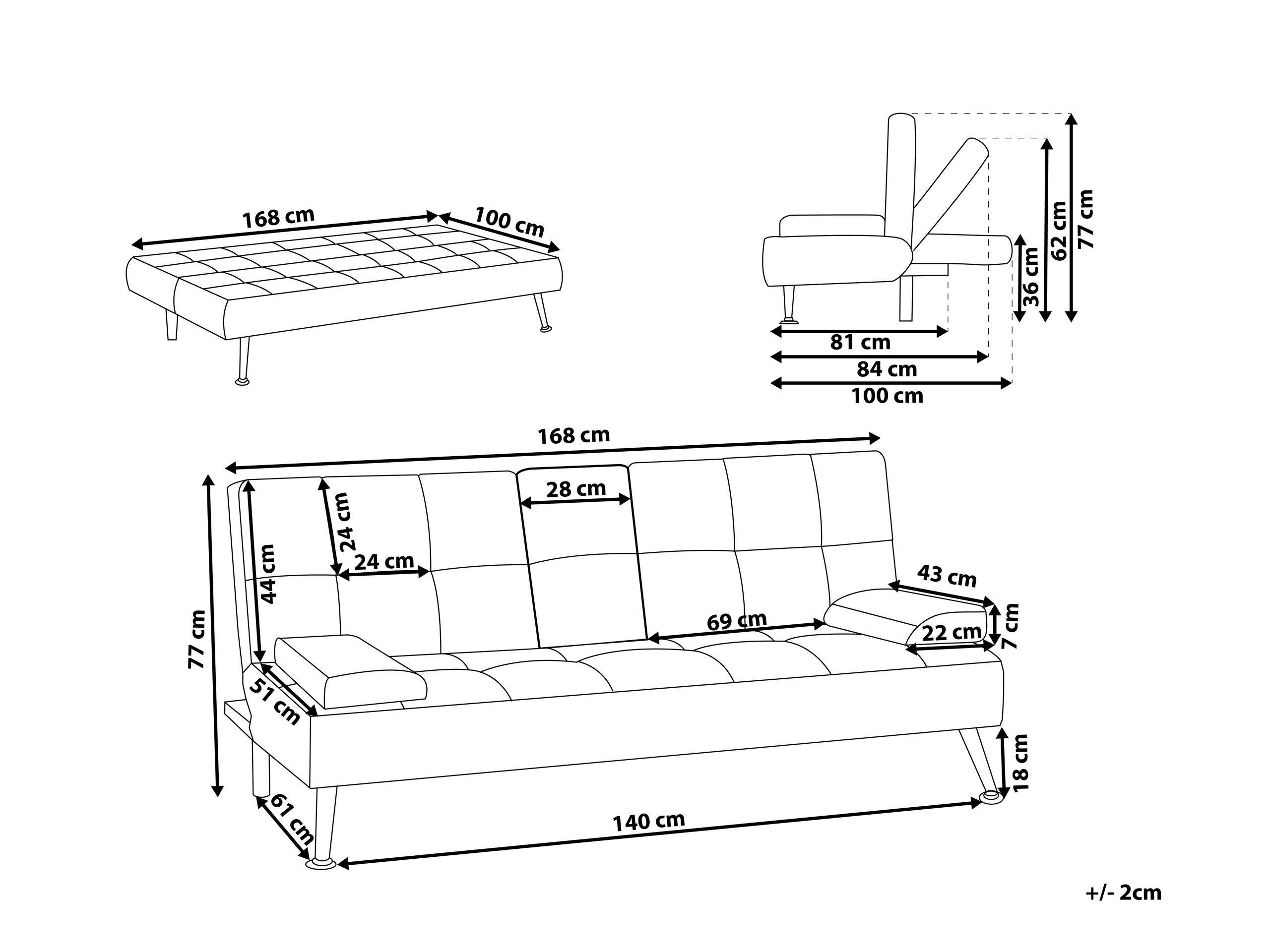 Beliani Schlafsofa aus Kunstleder Industriell ROXEN  