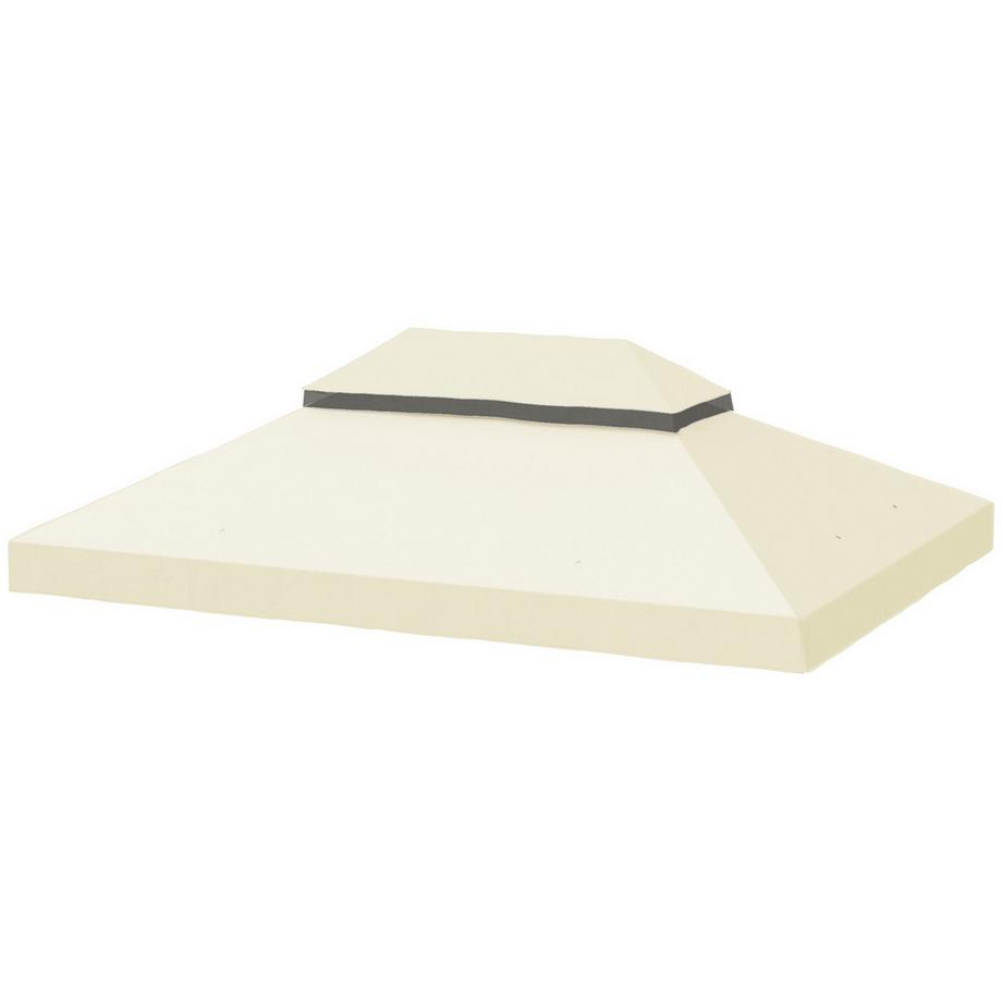 Ersatzdach für Gartenpavillon 3 x 4 m, wasserdichte 370g/㎡ Doppeldach Schutzhaube, Regenschutz Ersatzbezug, UPF30+, für Garten, Party, Terrasse, Cremeweiß