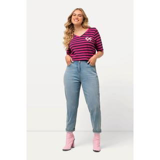 Ulla Popken  Mom jeans con cuore ricamato e taglio a cinque tasche 