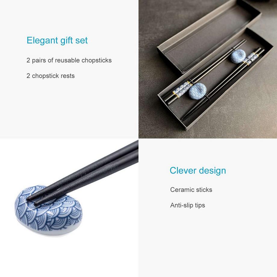 Intirilife Essstäbchen Set  mitem Fächermuster - 2 Paar Stäbchen  