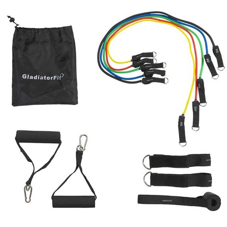 Kit bandes / tubes de résistance élastiques avec poignées + sac GladiatorFit