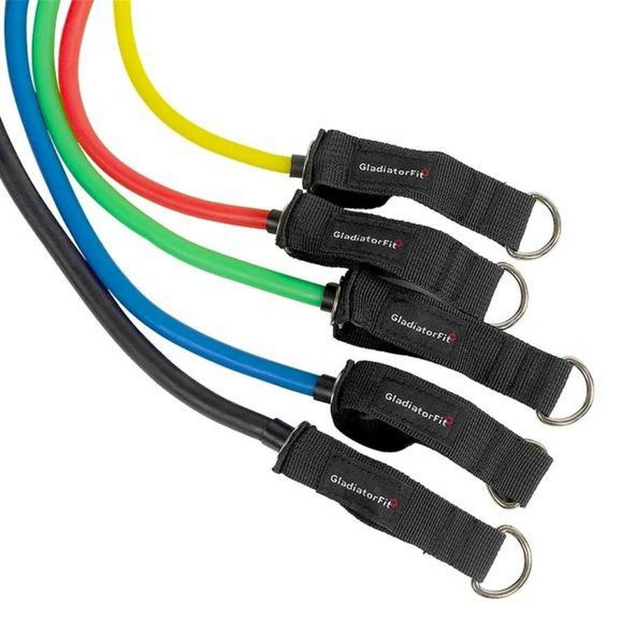 GladiatorFit  Kit bandes / tubes de résistance élastiques avec poignées + sac GladiatorFit 
