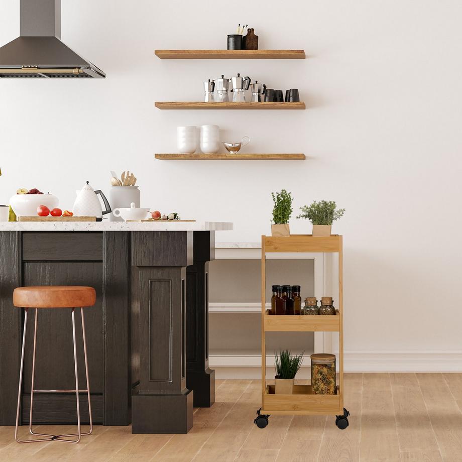 Northio Carrello in bambù 3 livelli  