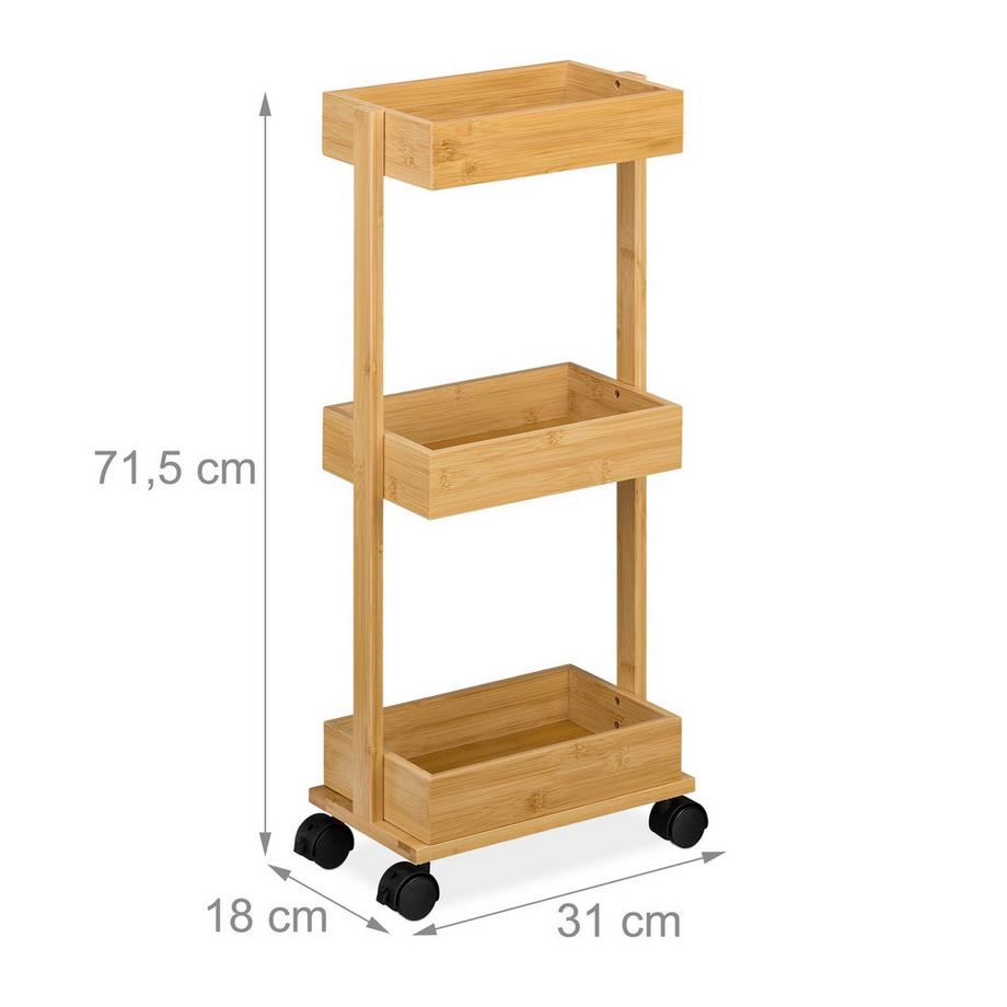 Northio Carrello in bambù 3 livelli  