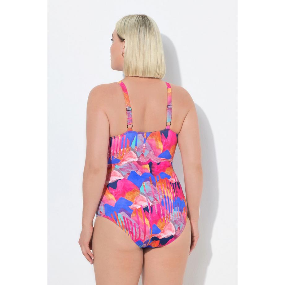 Ulla Popken Maillot de bain effet cache-cœur bonnets souples recyclé  