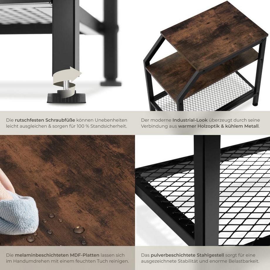 Tectake Table d'appoint PLYMOUTH style industriel  