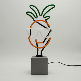 Locomocean Glas Neon Tischlampe mit Betonsockel - Ananas  