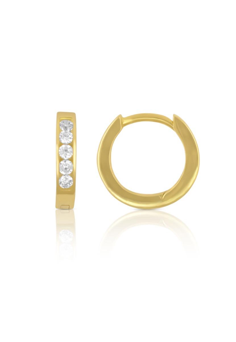 MUAU Schmuck  Scharnier-Creolen Gelbgold 750 Zirkonia 14mm 