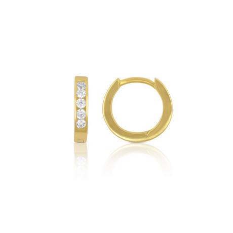 MUAU Schmuck  Scharnier-Creolen Gelbgold 750 Zirkonia 14mm 