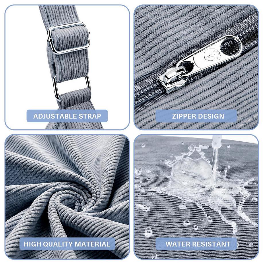 Only-bags.store Sac à bandoulière en velours côtelé avec fermeture éclair Shopper étanche  