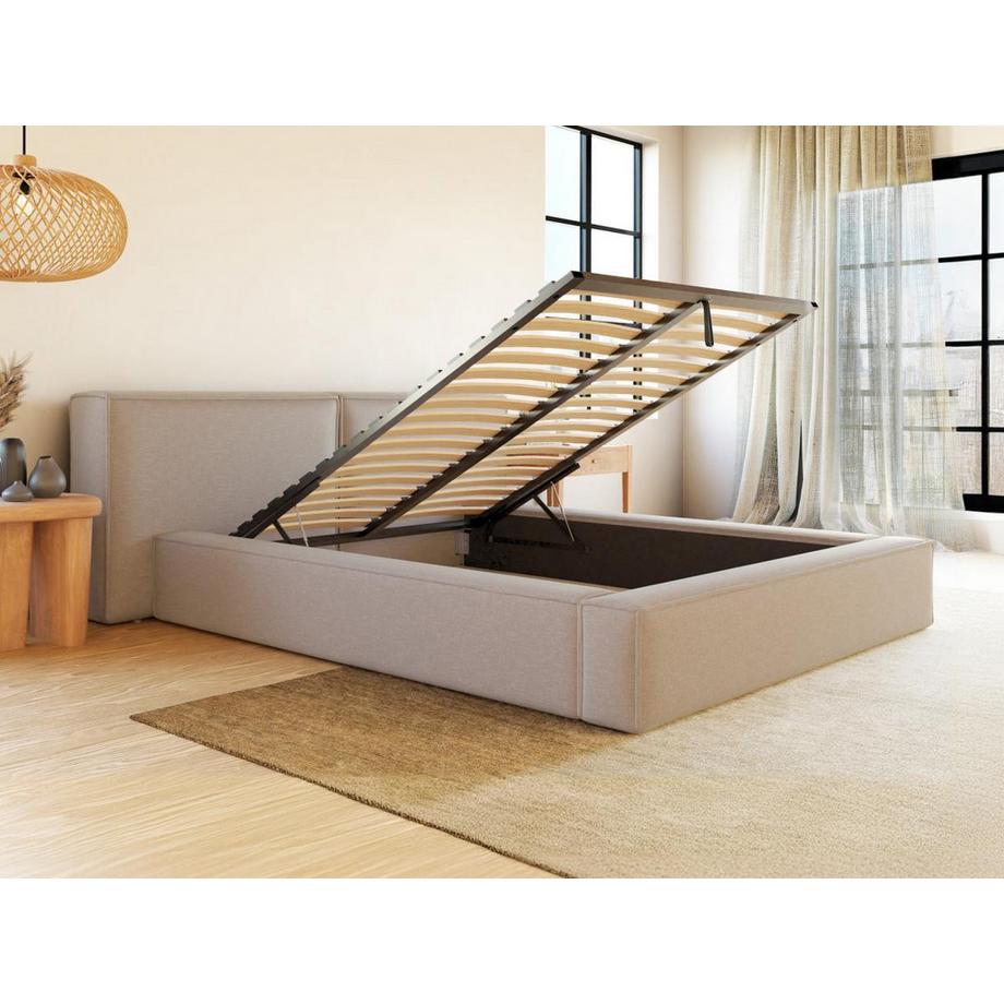 PASCAL MORABITO Lit coffre 140 x 190 cm - Tissu - Beige - TIMANO de Pascal Morabito  