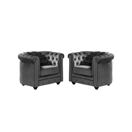 Vente-unique Sessel 2er-Set - Samt - Anthrazit - CHESTERFIELD  