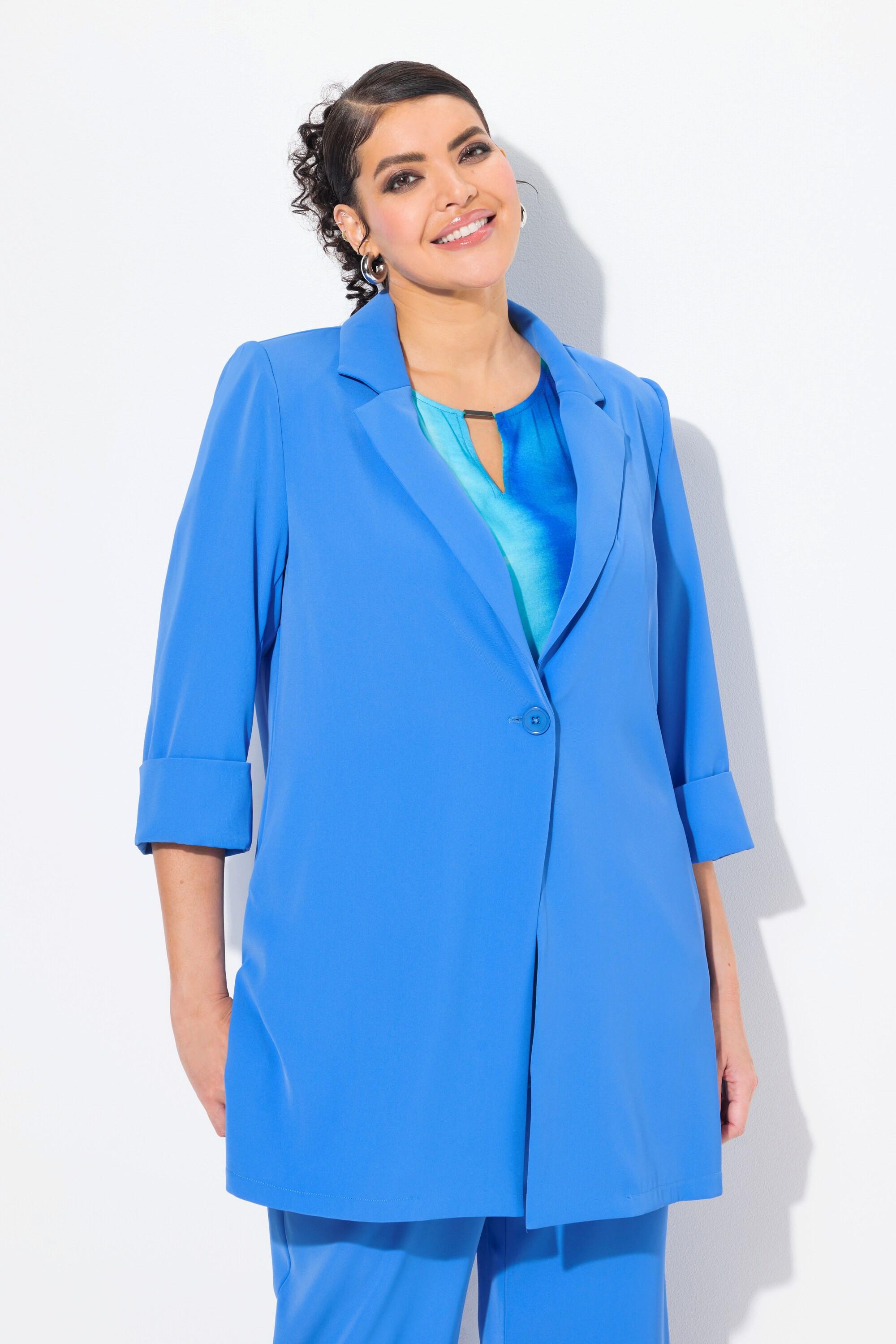 Ulla Popken  Blazer, Reverskragen, Knopfverschluss, 3/4-Arm 