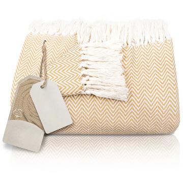 Premium Tagesdecke mit Fransen - Baumwolldecke als Bettüberwurf, Couchüberwurf