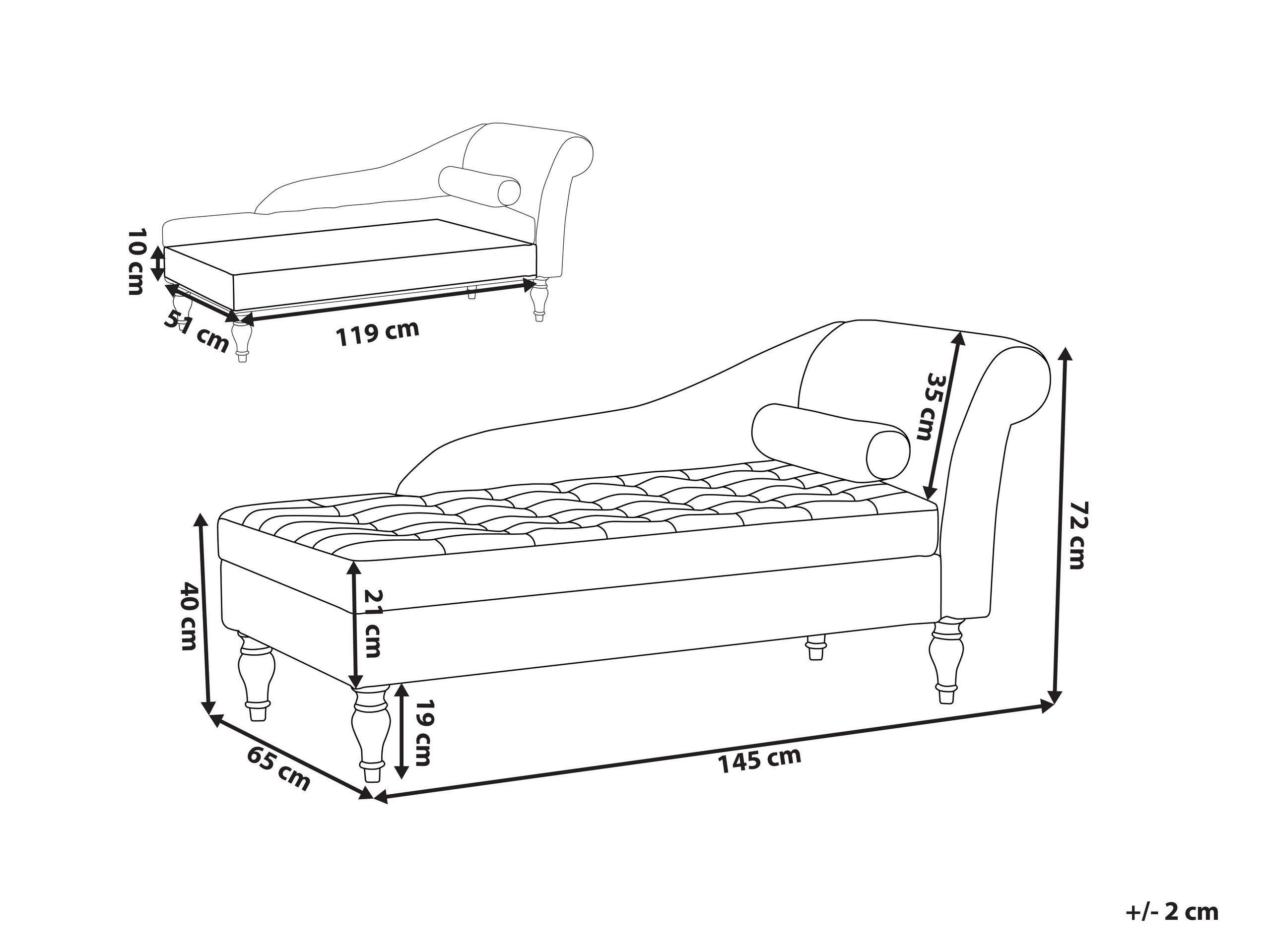 Beliani Chaise longue en Velours Rétro PESSAC  