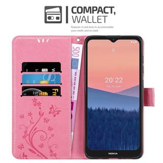 Cadorabo  Housse compatible avec Nokia C21 - Coque de protection au design floral avec fermeture magnétique, fonction de support et emplacements pour cartes 