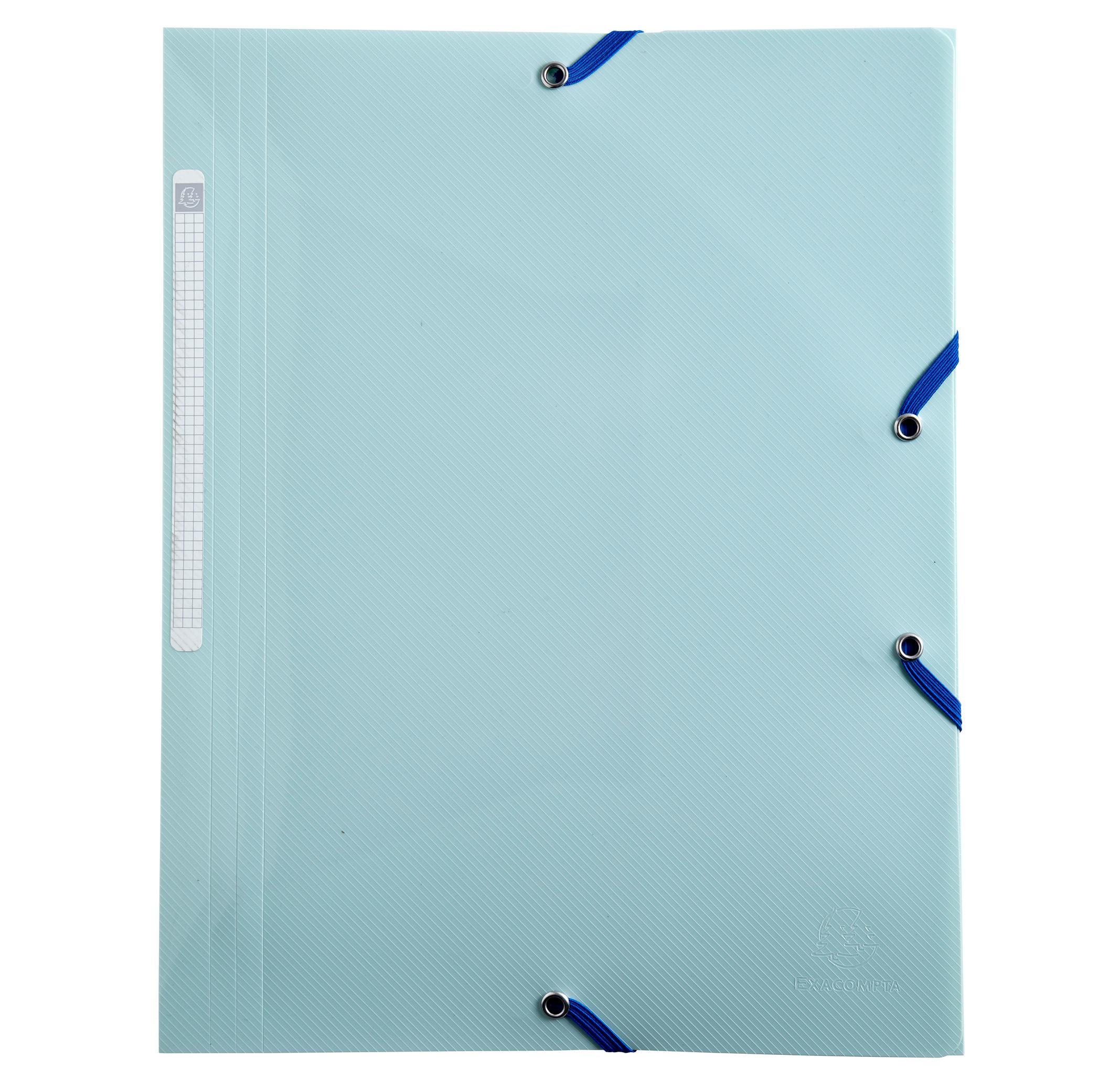 Exacompta Sammelmappe A4 mit Gummizug und 3 Klappen, Recycling-PP, BeeBlue - x 24  