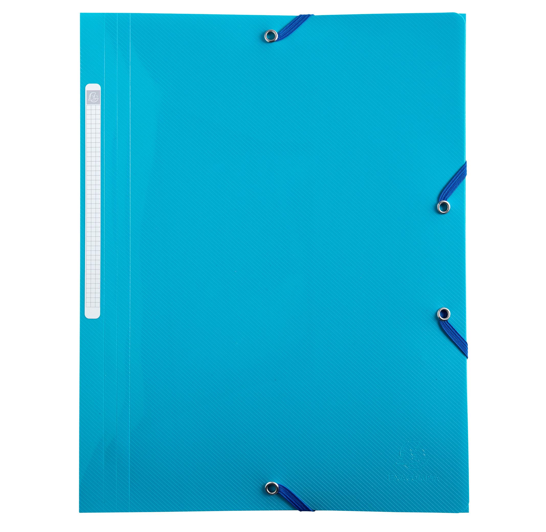 Exacompta Sammelmappe A4 mit Gummizug und 3 Klappen, Recycling-PP, BeeBlue - x 24  