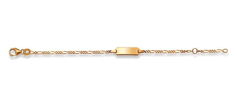 MUAU Schmuck  Bracelet d'insigne or jaune 750 figaro, 1.8mm, 14cm 