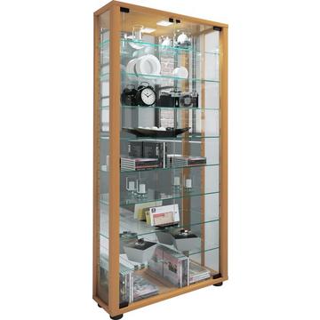 Holz Glas Vitrine Sammel Glasvitrine Schaukasten Standvitrine Lumo Maxi Spiegel