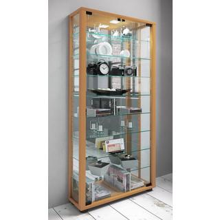 VCM Glasvitrine stehend | Vitrine Glas mit ESG-Sicherheitsglas | Maße ca. H. 115 x B. 59 x T. 18 cm | Standvitrine Glas | Modern und platzsparend | Glas  