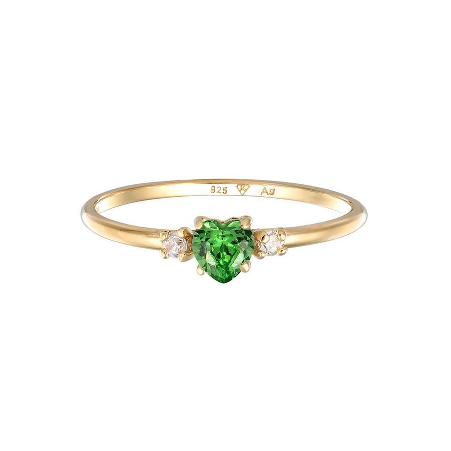 Elli  Bague Bague Cœur Zirconia 925 Sterling Silver Gold-Plated 