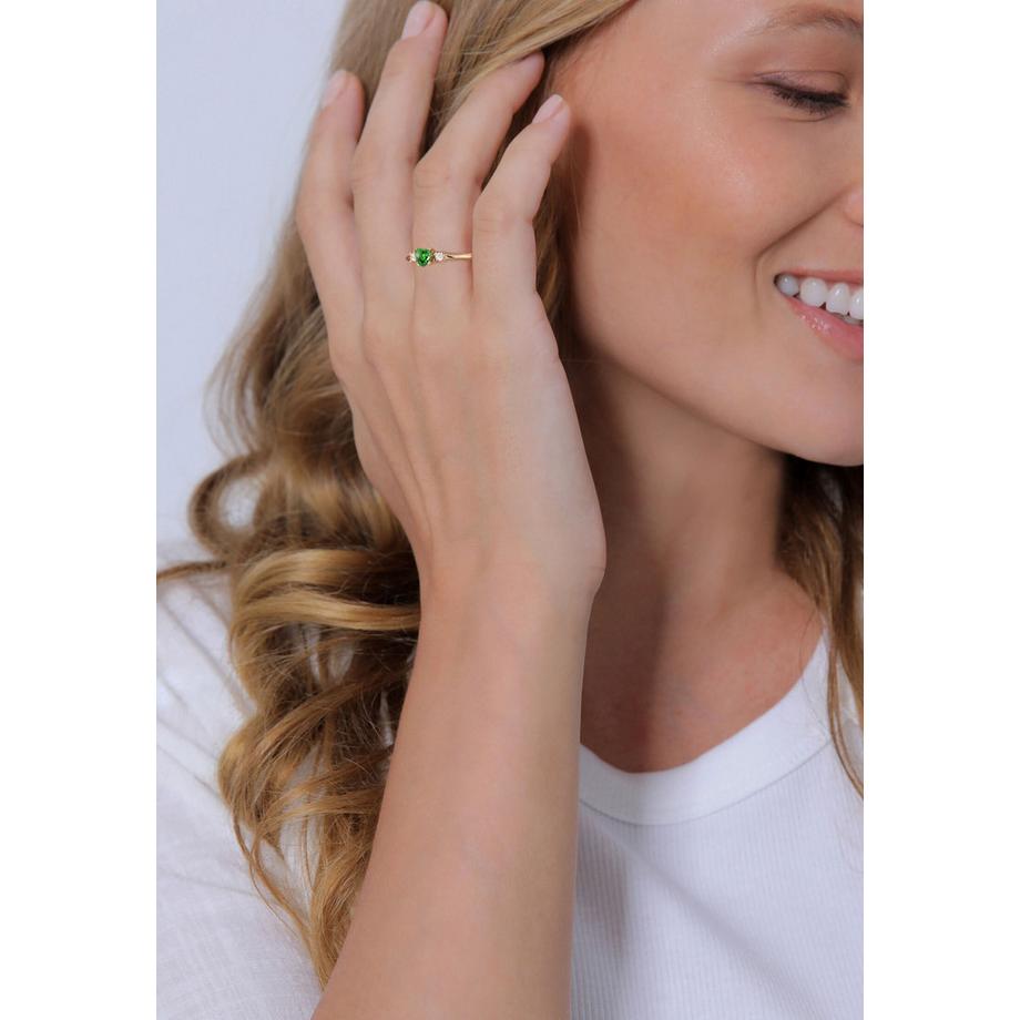 Elli  Bague Bague Cœur Zirconia 925 Sterling Silver Gold-Plated 
