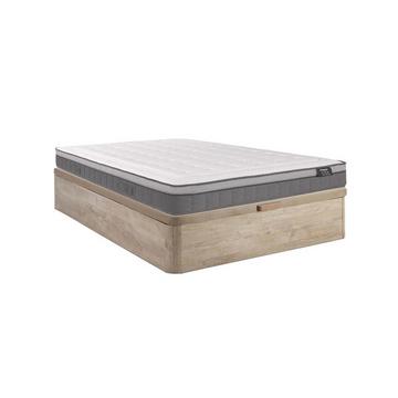 Ensemble 160 x 200 cm sommier coffre naturel clair + matelas ressorts ensachés 7 zones et mémoire de forme ép.30cm - ASGARD de YSMÉE