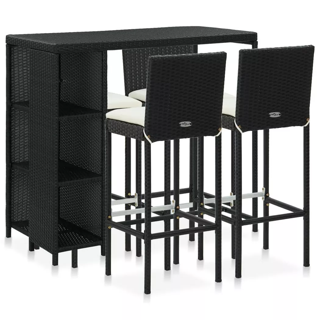 VidaXL - Gartenbar-set poly-rattan, One Size, Schwarz