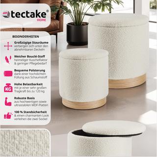 Tectake 2er Set Sitzhocker Orchide Bouclé, gepolstert, mit Stauraum  