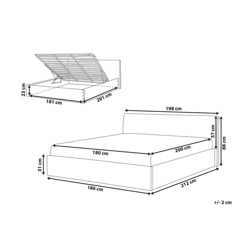 Beliani Letto contenitore en Bouclé Scandinavo ORBEY  
