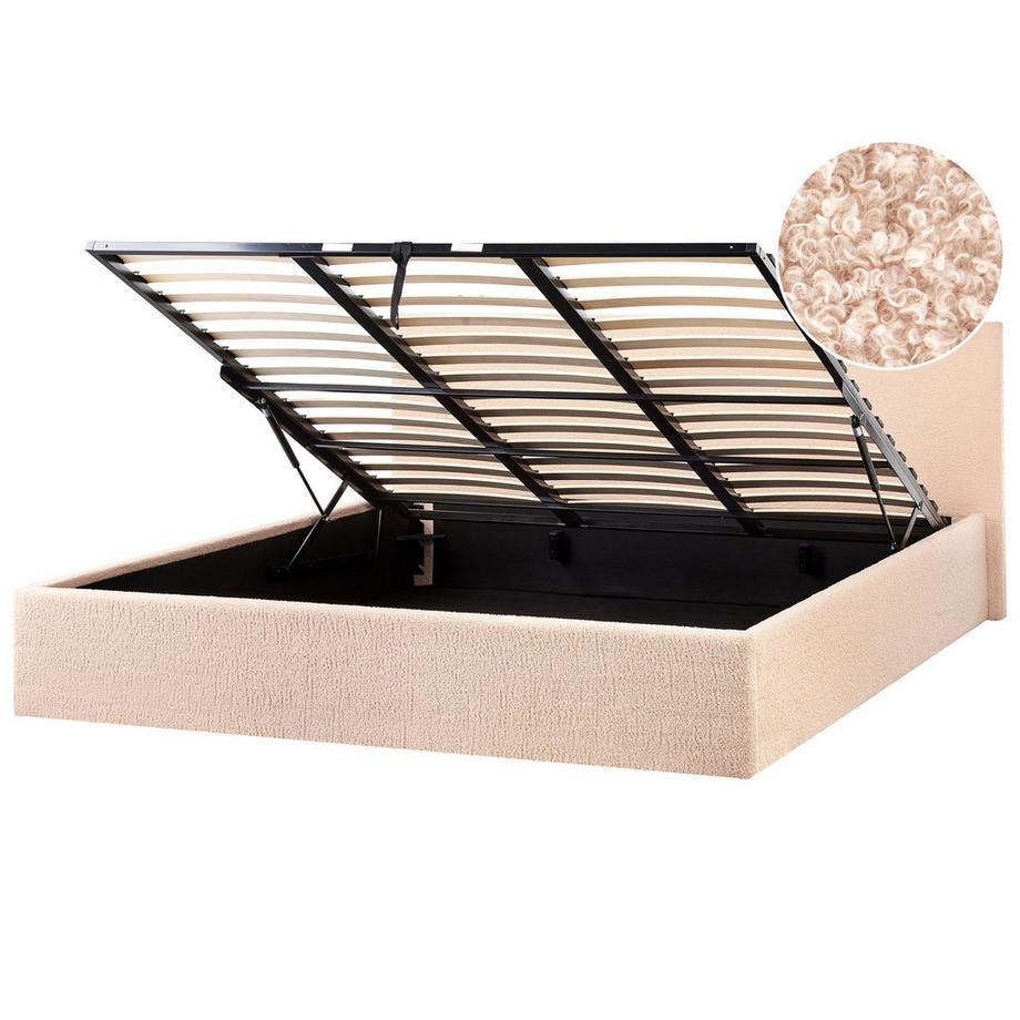 Beliani Letto contenitore en Bouclé Scandinavo ORBEY  