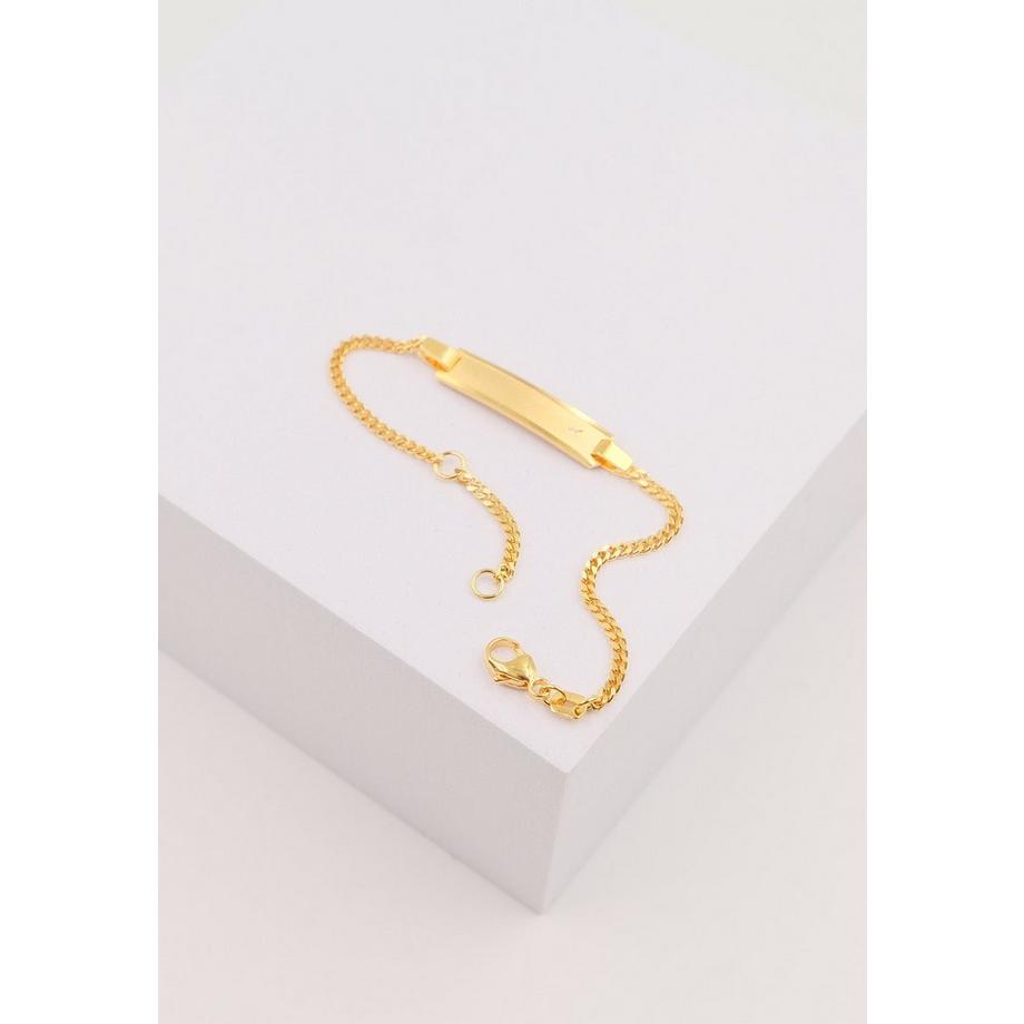 MUAU Schmuck  Bracelet Bébé tank or jaune 750, 14cm plaque de gravure 2cm diamant 0,005ct. 