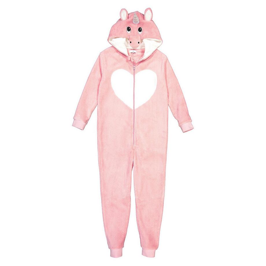 Fleece-Overall mit Einhornkapuze