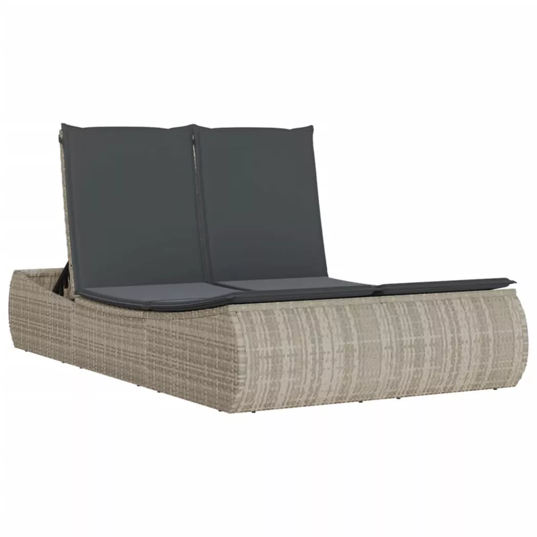 Vidaxl - Chaise longue double avec coussins gris clair résine tressée