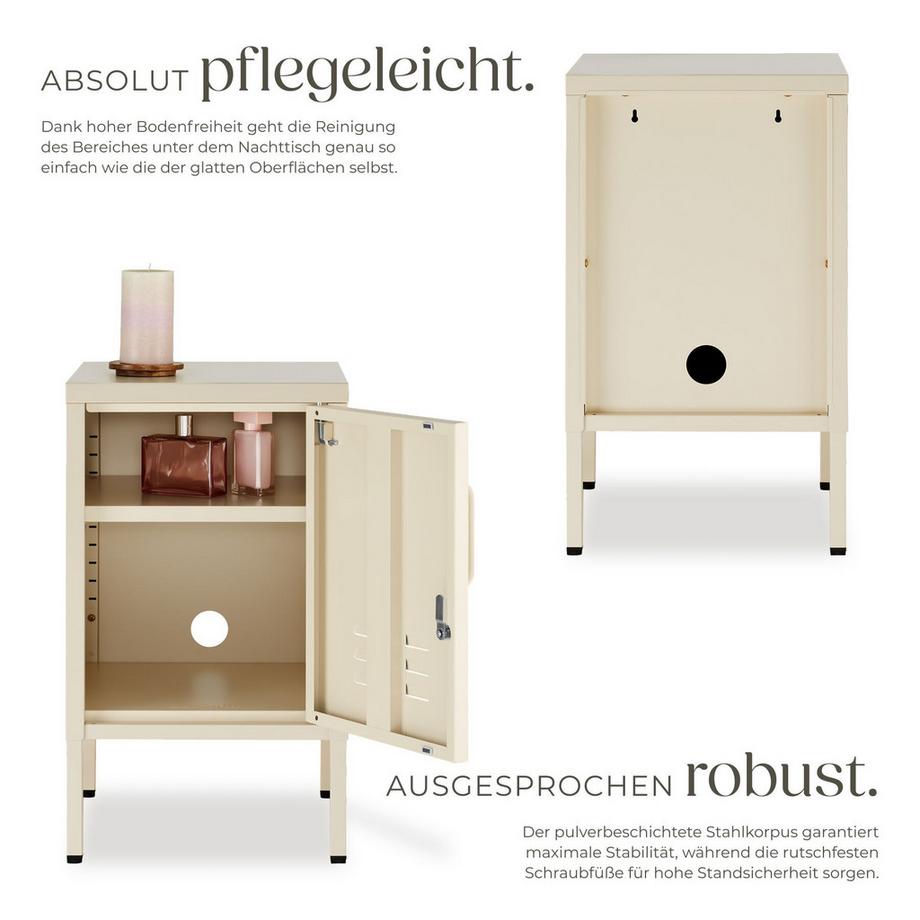 Tectake comodino in metallo moderno Baker porta chiudibile con chiusura magnetica  