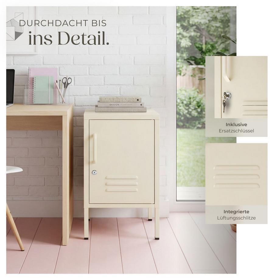 Tectake comodino in metallo moderno Baker porta chiudibile con chiusura magnetica  