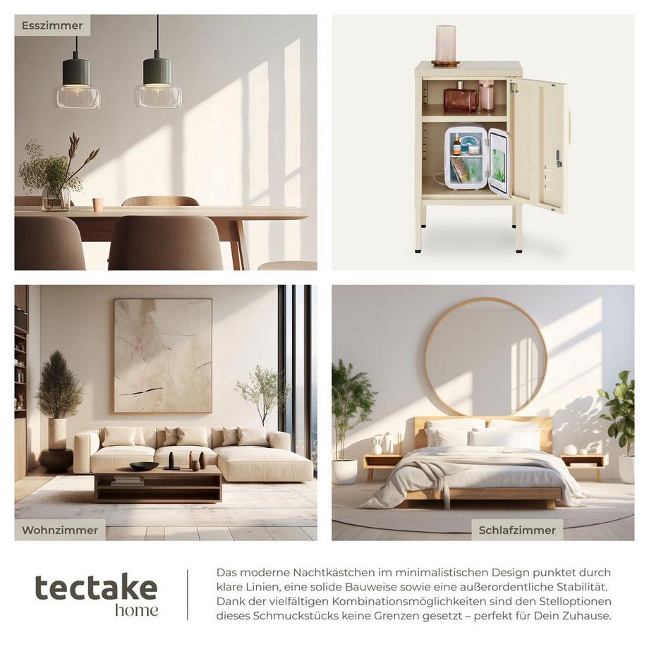 Tectake comodino in metallo moderno Baker porta chiudibile con chiusura magnetica  