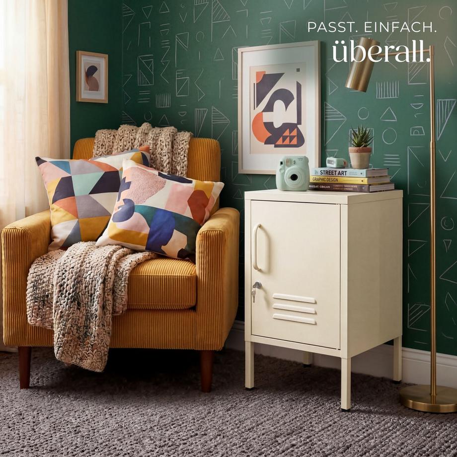 Tectake comodino in metallo moderno Baker porta chiudibile con chiusura magnetica  