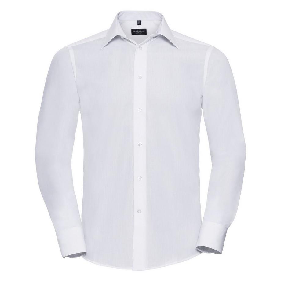 Russell Collection Popeline Camicia Maniche Lunghe Facile Manutenzione  